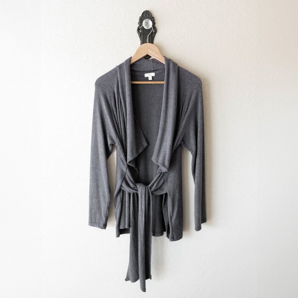 Charming Charlie Gray Tie Waist Cardigan | Size L Super Soft Open Front